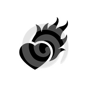 Heart with fire icon isolated vector on white