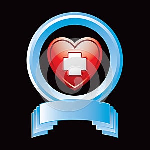 Heart with first aid icon in blue display