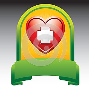 Heart with first aid icon in green display