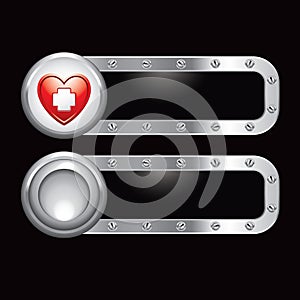 Heart with first aid icon on metal banners