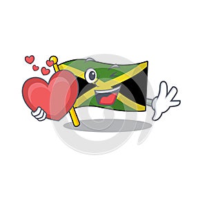 With heart flag jamaica character shaped on mascot