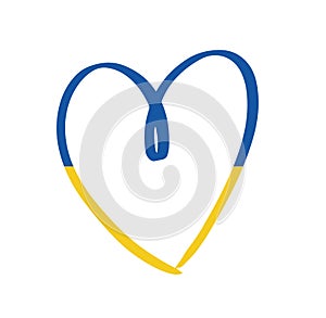 a heart with flag of ukraine. Peace and love to ukraine