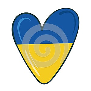 a heart with flag of ukraine. Peace and love to ukraine