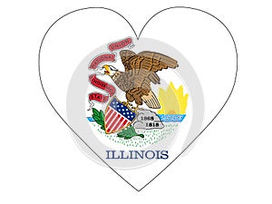 Heart Flag of USA State of Illinois