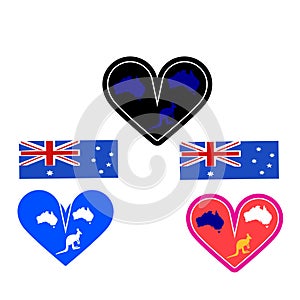 Heart with flags day backgroud austrlia.