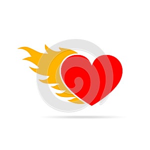 Heart in flame. Vector illustration