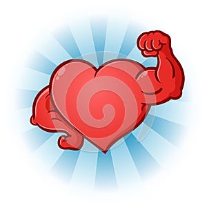 Heart Flexing Muscles Cartoon Character