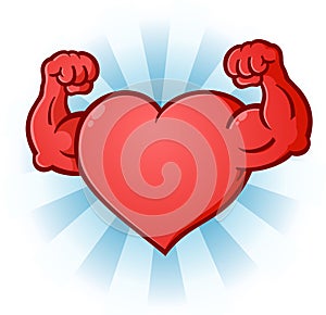 Heart Flexing Muscles Cartoon Character