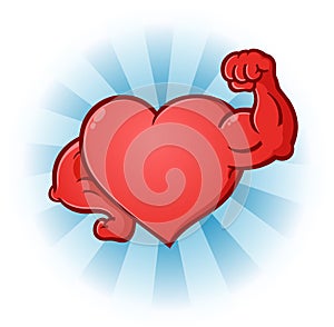 Heart Flexing Muscles Cartoon Character photo