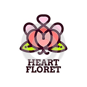heart floret flora flower nature logo concept design illustration