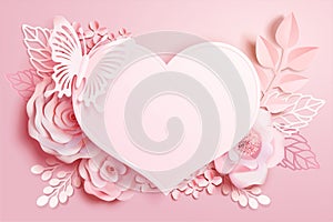 Heart and flower in paper art