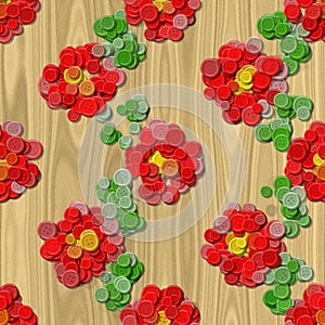 Heart flower sewing buttons seamless generated background