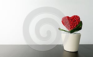 Heart flower in wihite pot