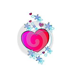 Heart with flowers, abstract, illustration, vector, new, exclusive, foundation, coloured, bright