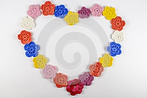 Heart of flowers crocheted of wool