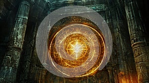 In the heart of a forbidden temple a secret chamber is illuminated by a single glowing sigil revealing the gateway to a