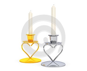 Heart Form Candlesticks with Candles