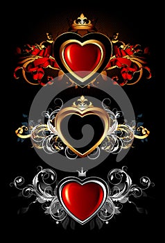 Heart forms with ornate elements