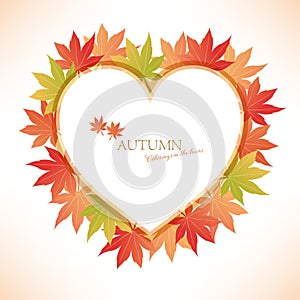 Heart frame with maple leaf illustration