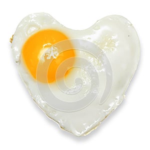 Heart fried egg isolated