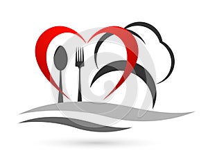 Heart friendly healthy foods meal loving dinner sweet time movement heart care foods icon logo illustration vector