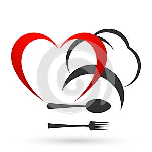 Heart friendly healthy foods meal loving dinner sweet time movement heart care foods icon logo illustration vector