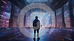 In the heart of a futuristic cyber security headquarters,