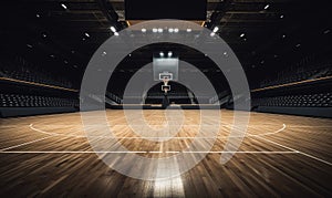 The Heart of the Game: A Basketball Court with a Central Hoop