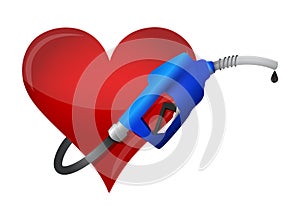Heart with a gas pump nozzle