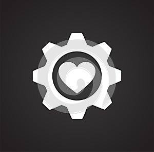 Heart gear icon on black background for graphic and web design, Modern simple vector sign. Internet concept. Trendy symbol for