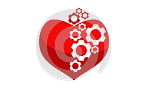 Heart Gear Logo Design Template