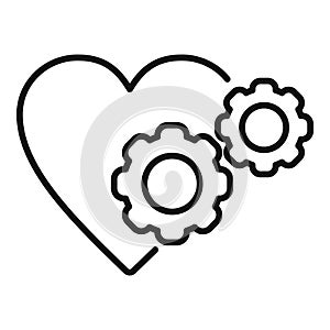 Heart gear palpitating icon outline vector. Aliment disease