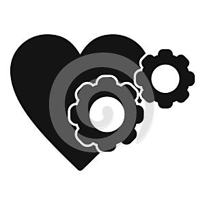 Heart gear palpitating icon simple vector. Aliment disease photo
