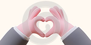 Heart gesture with two hands. 3d image of declaration of love. Non verbal sign of love
