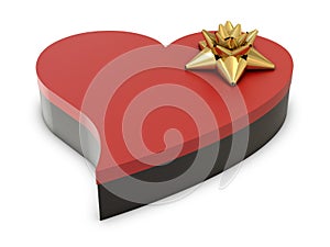 Heart gift box and golden flower on the top