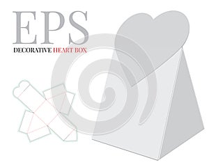 Heart Gift Box Template, Vector with die cut, laser cut layers