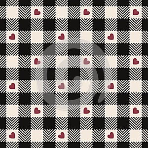 Heart gingham check plaid pattern for Valentine\'s Day design.