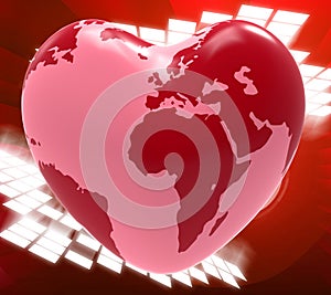 Heart Globe Means Valentine's Day And Earth