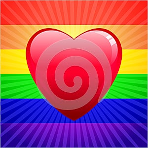 Heart on glowing Gay Pride background