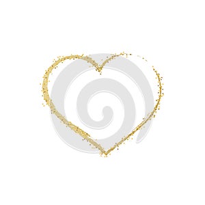 Heart gold, Glitter golden hearts isolated on transparent background. Gold glowing heart banner with star dust. Magic particles.