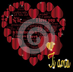 Heart gold Ti amo in languages photo