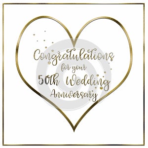 Heart Golden Wedding Anniversary Card