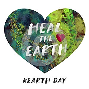 Heart Green Blue Watercolor Earth Day Graphic