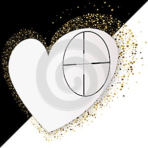 Heart At Gunpoint, Holiday Card with Gold Glittering Star Dust H photo
