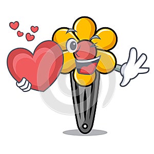 With heart hair clip mascot cartoon