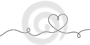 Heart hand drawn. Heart continuous line drawing. Single contour heart love design. Single lineart sketch heart. Symbol love