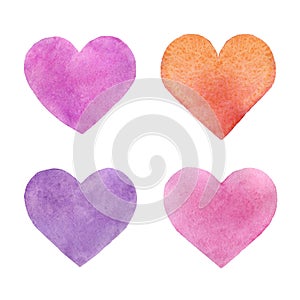 Heart hand painted watercolor clipart. Love and romance.