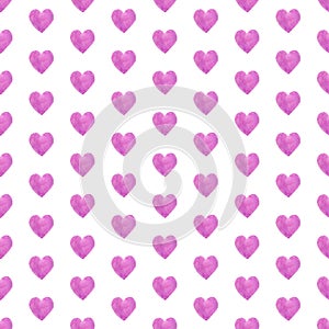 Heart hand painted watercolor seamless pattern. Love and romance.