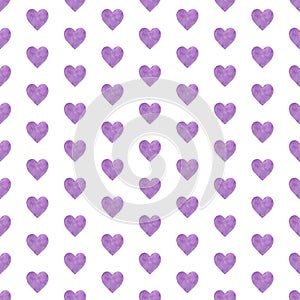 Heart hand painted watercolor seamless pattern. Love and romance.