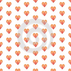 Heart hand painted watercolor seamless pattern. Love and romance.